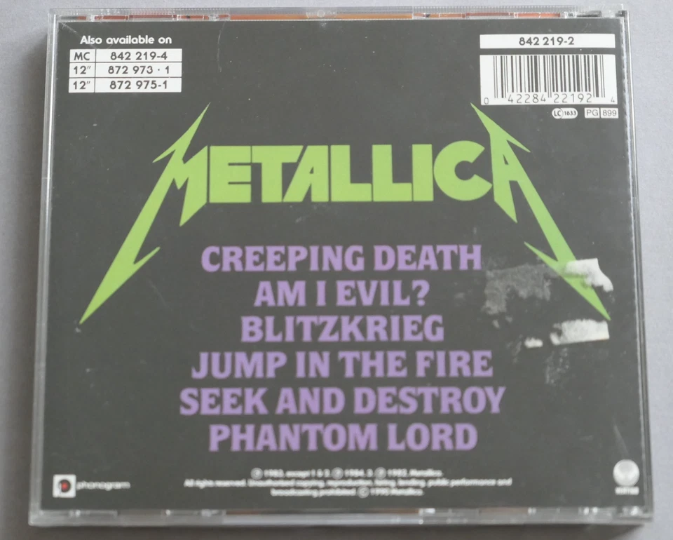 Metallica – Creeping Death / Jump In The Fire CD  Vertigo 842 219-2 D-1990 MINT- - Bild 3 von 4