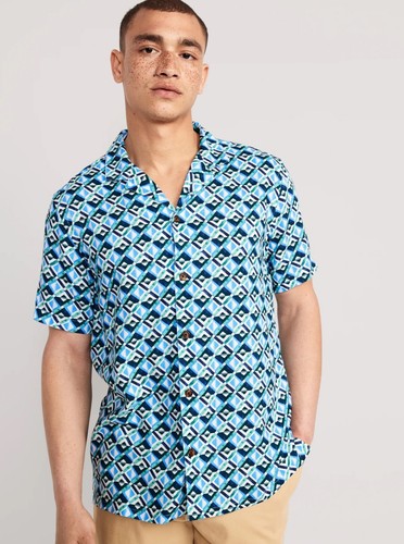 Old Navy Men’s Short-Sleeve Printed Camp Shirt Size S M L XL XXL $33 - Picture 2 of 4