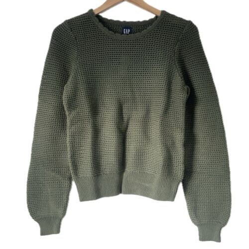 NEU Gap Häkelpullover tiefolivgrün offen Strick Damen Größe Small Tall ST - Bild 2 von 8