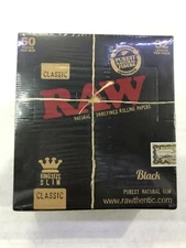 Raw classic King size slim Box natural unrefined rolling papers- Black