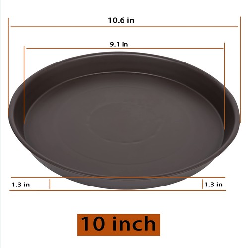 6 Pack 10 Inch Plant Saucers Heavy Duty Plastic Trays for Planters Brown - Picture 3 of 6