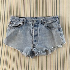VTG Levis 501 Cut Off Jean Shorts Womens ACTUAL 32x2 Blue READ TAG: 35W 8001