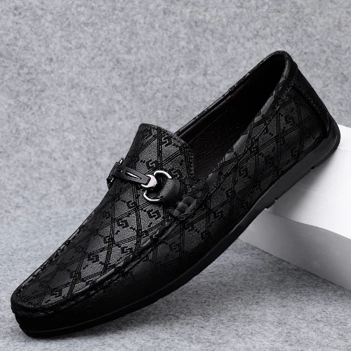 Mens black deals loafers leather