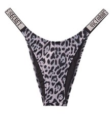 Nwt Victorias Secret Shine Strap Brazilian Swim Bikini Bottom Moody Leopard L