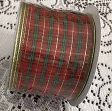 Holiday/Christmas Wire Edge Ribbon 2.5 X 10 Yards 30 ft RED/GREEN PLAID New