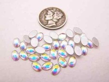 Crystal AB F 6x4mm Vintage Swarovski 2190/4 RARE Flat Back Stones 6 pieces 