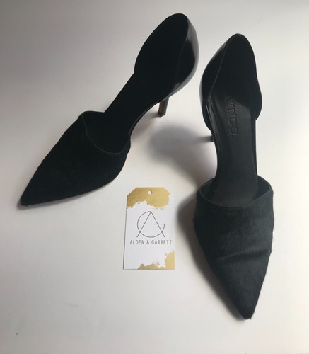 Vince Black Pony Hair Cutout Pump Heels, Size 36.5 (IT) 6.5 (US)