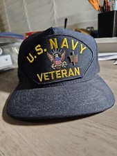 U.S. Navy Veteran Blue Hat with Pin Adjustable Snapback USA Eagle Crest