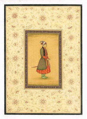 Miniatur Porträt Von Sultan Azim Al-Din - Mughal Miniatur Malerei 22.9x31.8cm
