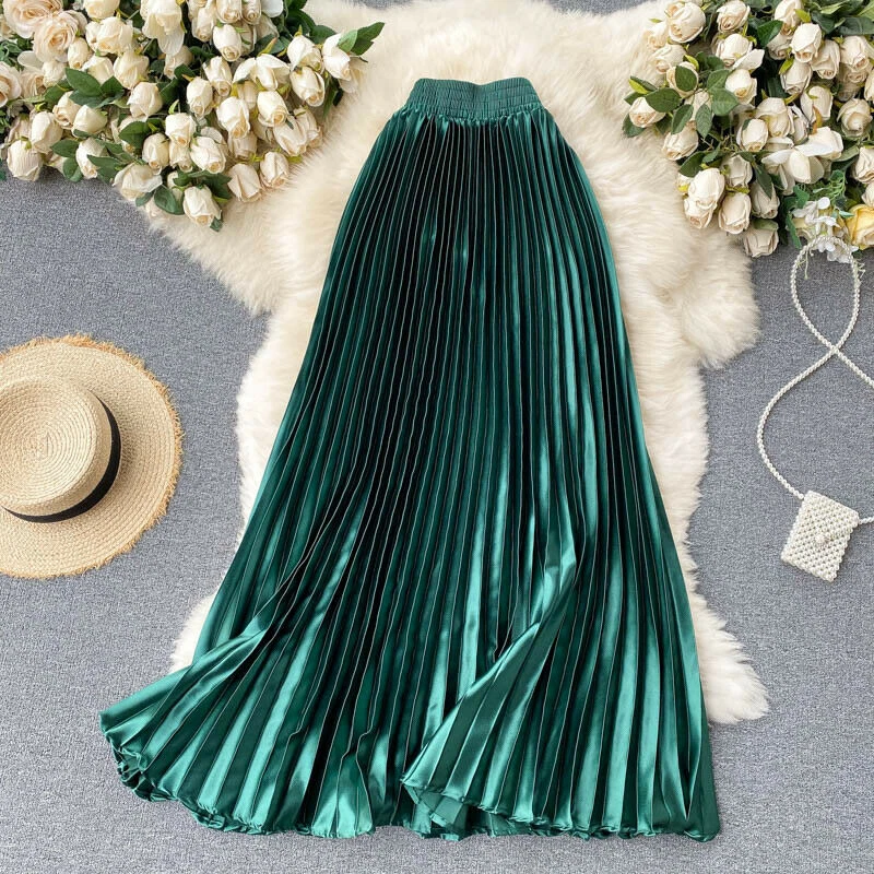 long pleated skirt