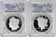 2024-S Morgan and Peace Silver Dollar 2-Coin Set PR70DCAM FS PCGS Special Labels