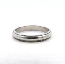 14k White Gold Wedding Band Ring sz6 Milgrain Edge New