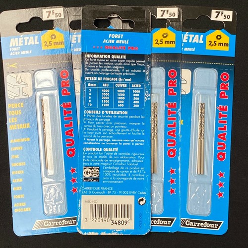 10 Carrefour 2.5mm HSS-G Ground Drill Bits. Metal, Steel, Aluminium, Zinc etc - Picture 2 of 2