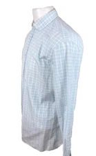 Hugo Boss Men'S Size 16.5-34/35 White Check Cotton Long Sleeve Dress Shirt