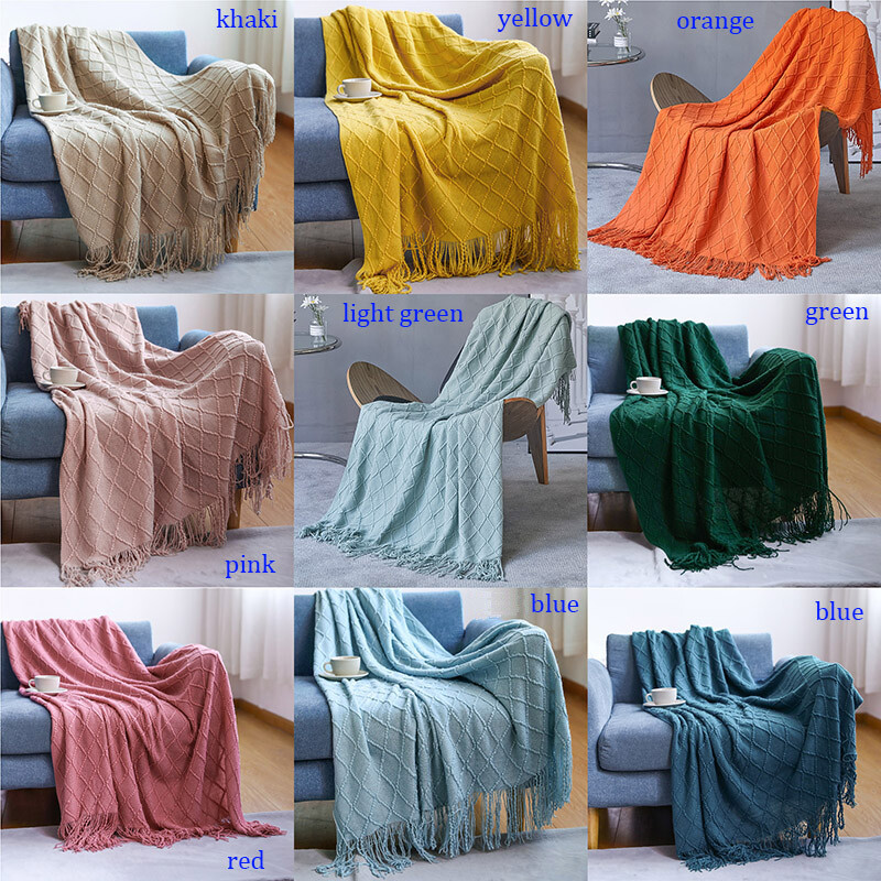 Sofa Office Knitted Bed Soft Warm Cozy Throw Blanket 130 X 200cm Single