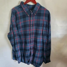 The Foundry Supply Co Easy Care Button Shirt Men’s 3XLT Plaid 100% Cotton Used