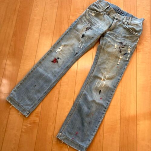 Used Dolce & Gabbana denim pants with paint damage From Japan FS