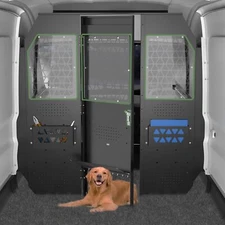 Lockable Cargo Van Partition Bulkhead For 15-25 Ford Transit Mid Roof Full Size 