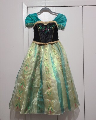 Disney Store Frozen Anna Deluxe Coronation Costume Dress Green