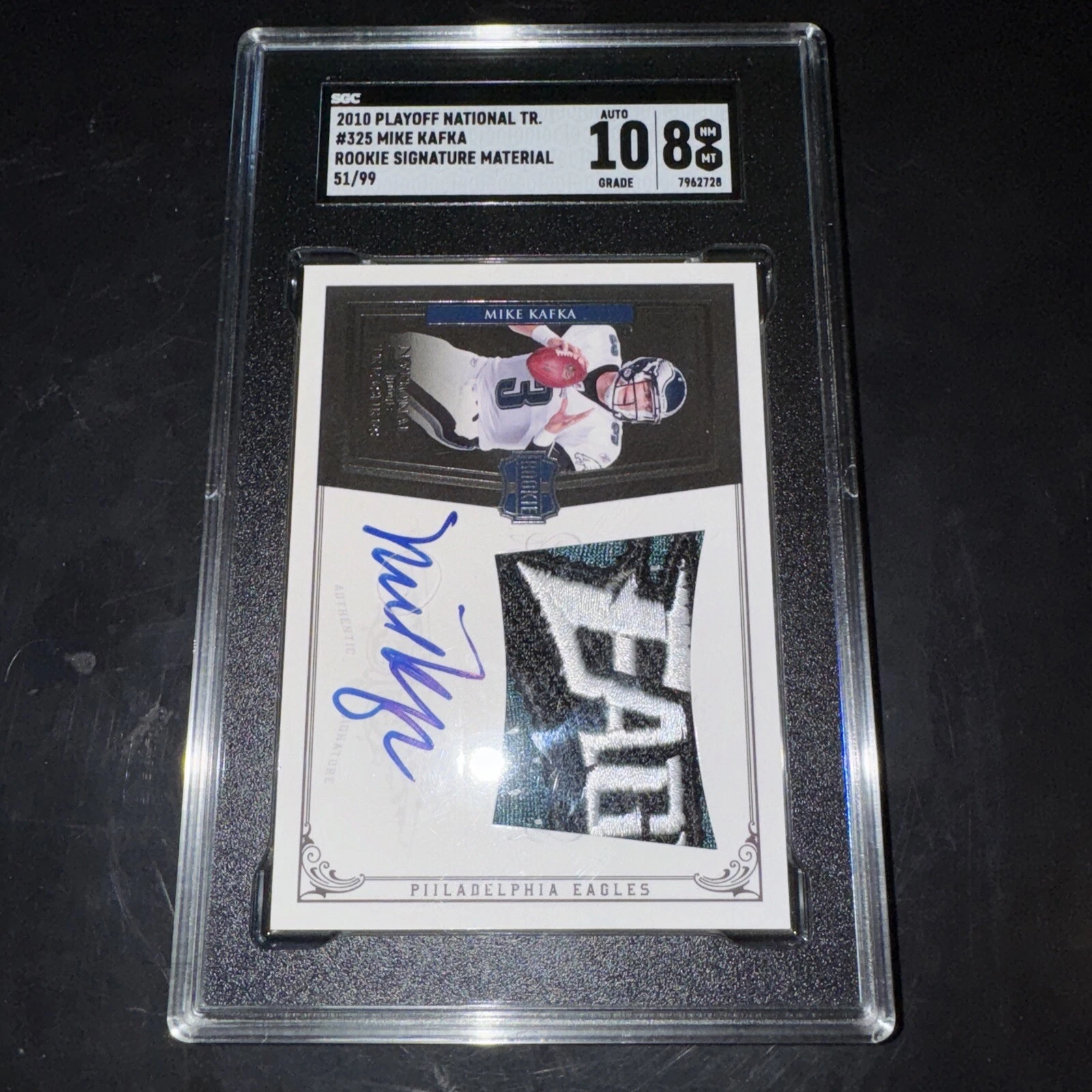 Mike Kafka Playoff National Treasures #325 Signature Material