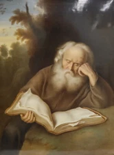 KPM Berlin Hand Painted Porcelain Plaque The Hermit After Salomon Koninck