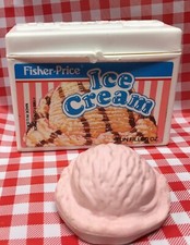 VTG Fisher Price Play Food Ice Cream Box Scoop Fun Tikes Pretend Treat 1989 IC7