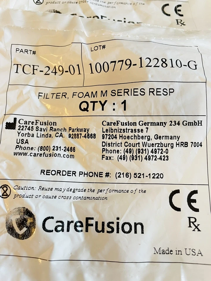 CareFusion #TCF-249-01 Filter,Foam M Series Qty1 Each per Bag 2 Bags - Image 2 of 3