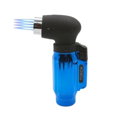 Quad Jet Torch Shinny Metal Lighter Safety Lock Adjustable Flame Refillable  