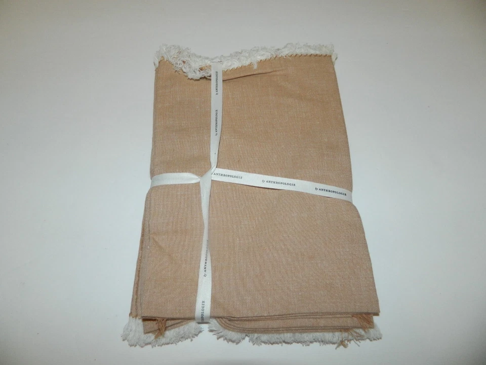 ANTHROPOLOGIE Juego de 4 Servilletas Nuevas con Flecos Cappuccino Nuevas con Etiquetas Foto 2 de 3