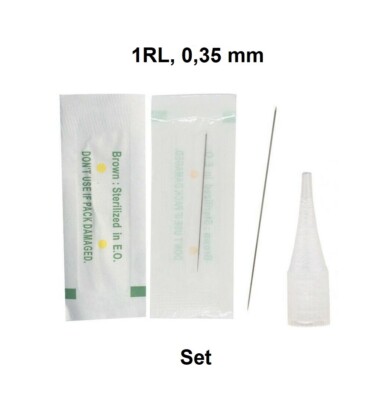 200 Set 1R Tattoo Nadeln mit Tips Spitzen Permanent Make-up Microblading 1RL