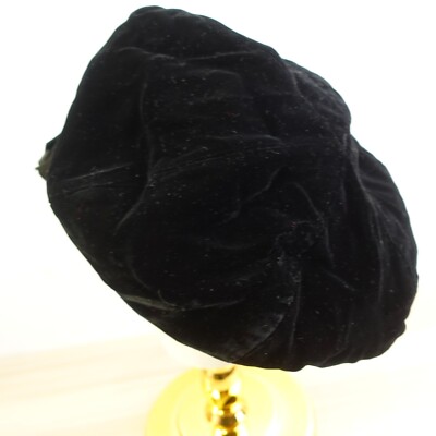 50s Vintage Bambergers‎ Black Velvet Hat Women 6 S Union Grosgrain Bow Calot USA 50s Vintage Bambergers Black Velvet Hat Women 6 S Union  main image 2