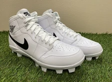 Air Jordan 1 High Retro MCS White Black Baseball Cleats AV5354-101 Men's Size 13