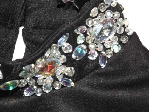 BNWT ASOS UK 8 EUR 36 BLACK JEWELLED HIGH NECK COCKTAIL PARTY SKATER DRESS - Picture 4 of 5