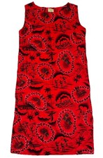 Vintage 1960's Hawaiiana Mode muumuuHonolulu Red Hawaii Printed Smock Dress Sz M