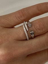 Pair of 925 Silver Ring SET Cubic Zircon Stones Promise Engagement Band Ring