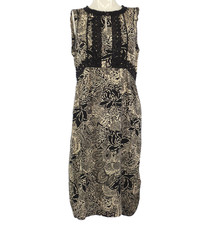 Holding Horses Anthropologie Dress Black Floral Summer Midi UK 10 Lace Detail