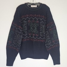 Vintage John Ashford Sweater Mens Large Multicolor Fair Aisle Italy Acrylic Wool