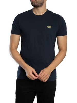 Superdry Herren Essential Logo EMB T-Shirt, Blau