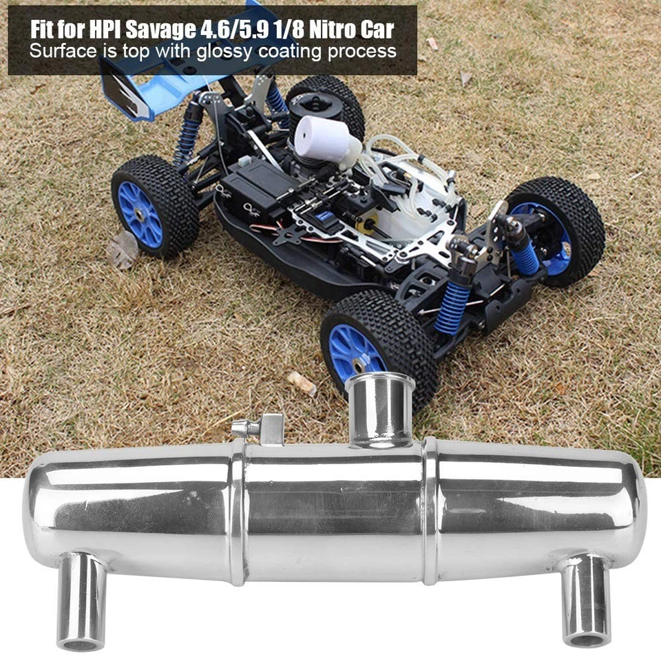 Aluminum Dual Exhaust Pipe 18001P for 1/8 Savage 4.6/5.9 RC Car Engine - Image 4 of 4
