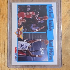 NBA Hoops 1991-92 League Leaders Scoring Michael Jordan Karl Malone #306