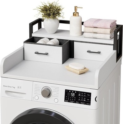 2-Tier Washer Dryer Countertop, Washing Machine Counter With Shelf and 2 Drawers