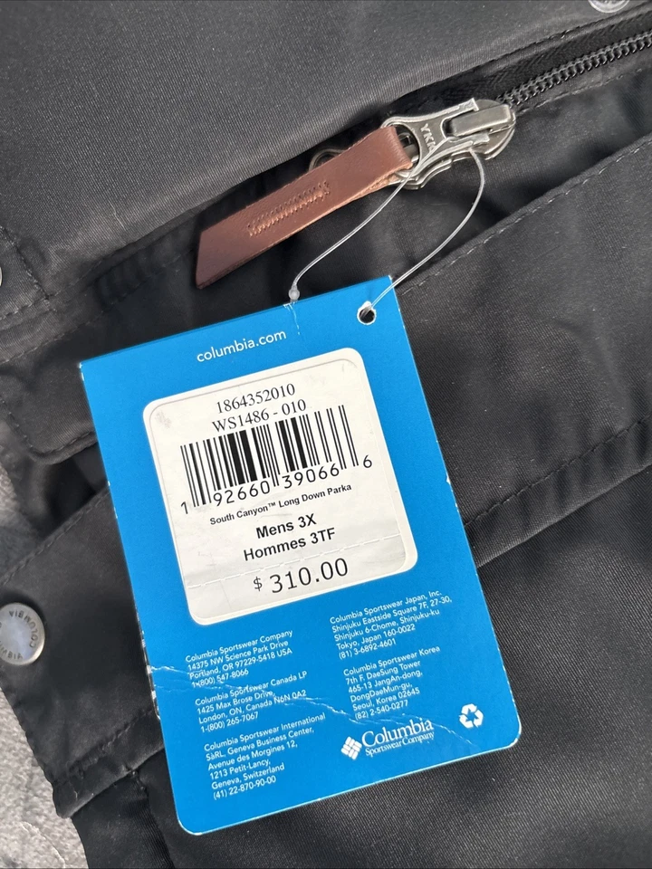 Abrigo para hombre Columbia negro 3XL nuevo con etiquetas $310 Foto 2 de 4