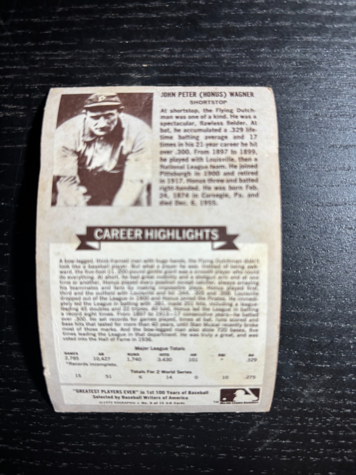 1972 Xograph Greatest players ever Lefty Grove and Honus Wagner 3D cards view 3