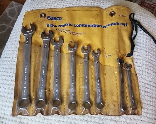 VINTAGE EASCO 8 von 9-TEILIGES KOMBI-SCHRAUBENSCHLÜSSEL-SET METRISCH 92-351