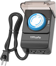 Outdoor Mechanical Timer Outlet Waterproof 24Hr 15Min 2 Outlet 15A Heavy Duty