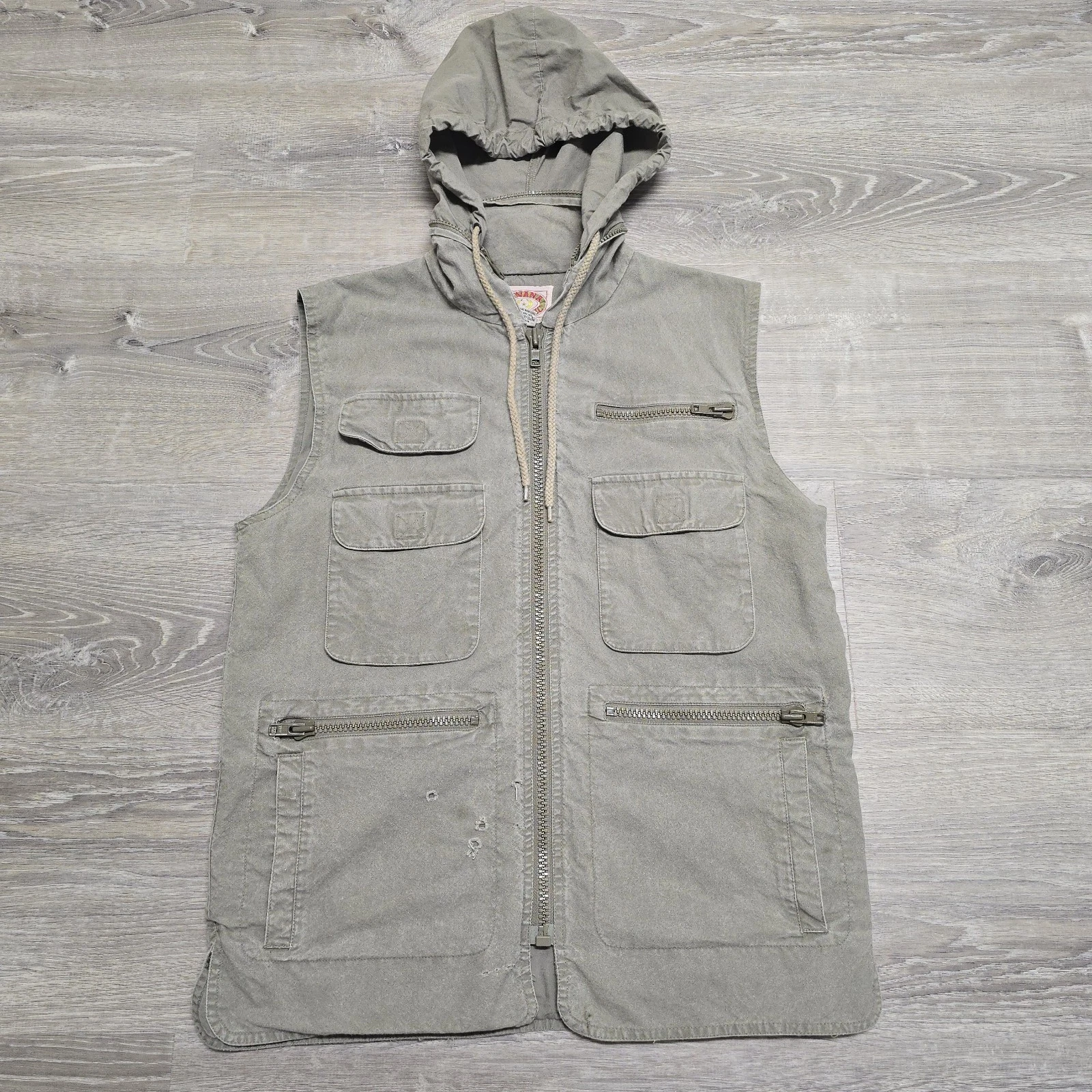Vintage Banana Republic Safari Vest Men Small Hooded Utility Fishing Photography