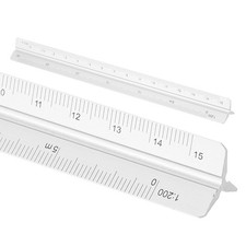7 Inch Metric Architectural Triangular Scale Ruler Large Scale, Silver
