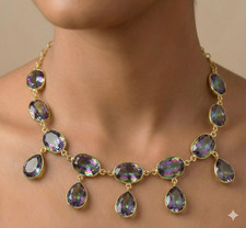 18K Gold 925 Sterling Silver Mystic Topaz Gemstone Jewelry Necklace Size-17-18"