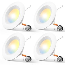 Amico 4 Pack 5/6 inch 5CCT LED Recessed Lighting, Retrofit Can Light, White