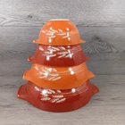 Vintage Pyrex Autumn Harvest Wheat Cinderella Nesting Mixing Bowl Set Complete